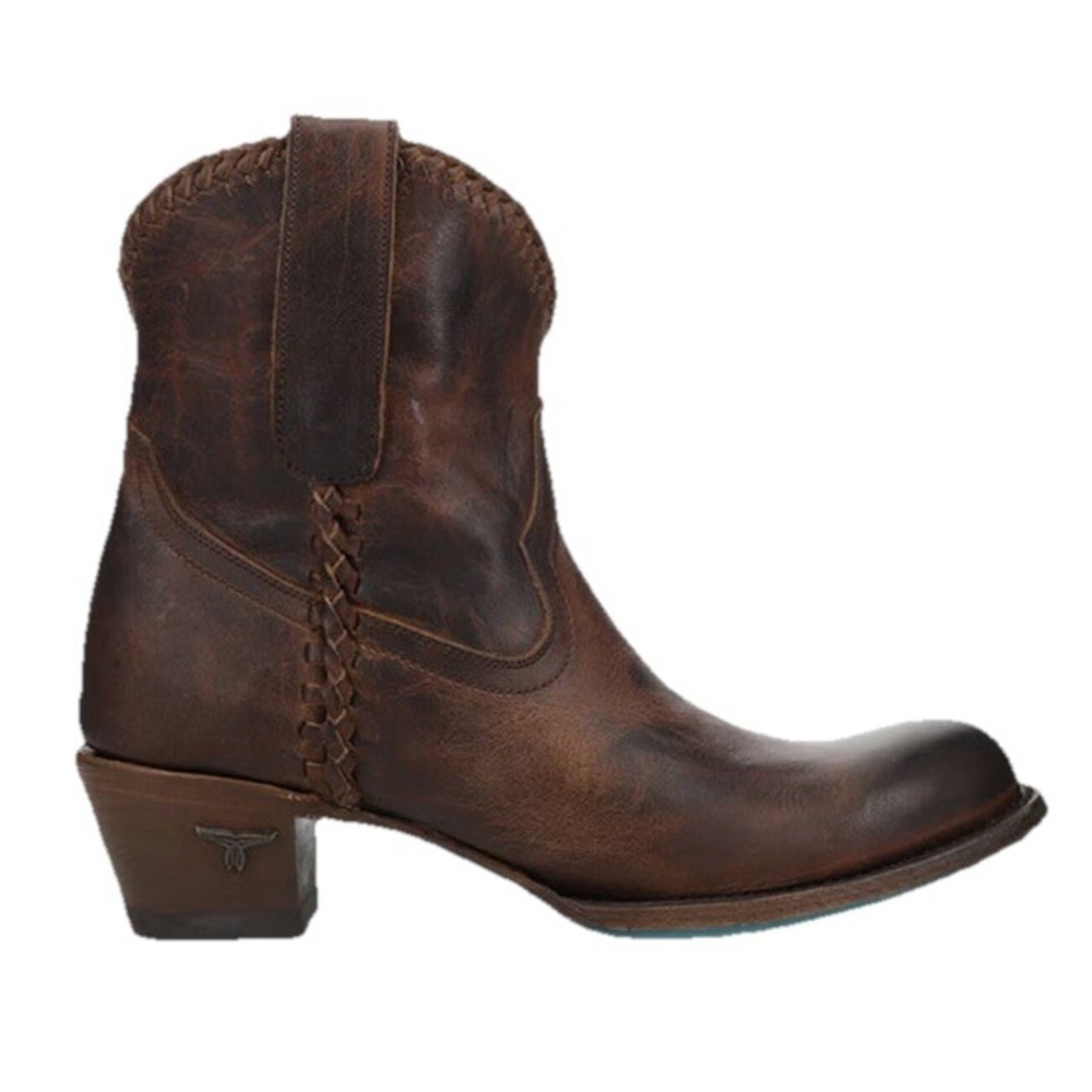 Lane Jane Booties 8.5 Leather Western Ankle Boots Cognac Brown